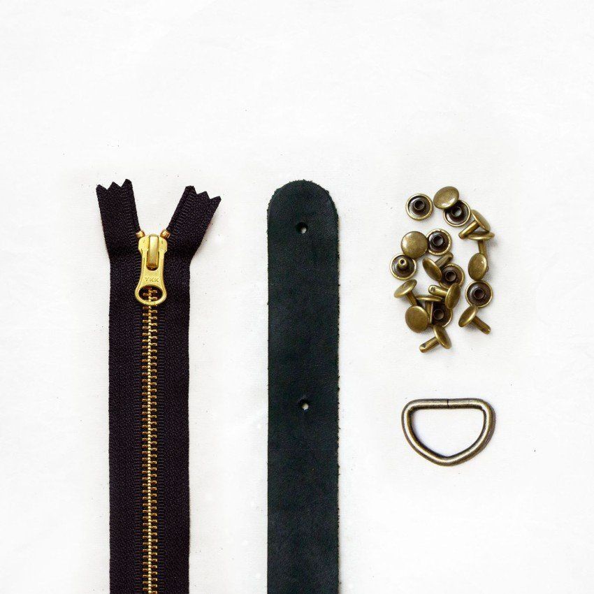 Fremont Tote Leather + Hardware Kit Black Leather + Antique Brass Hardware - Klum House