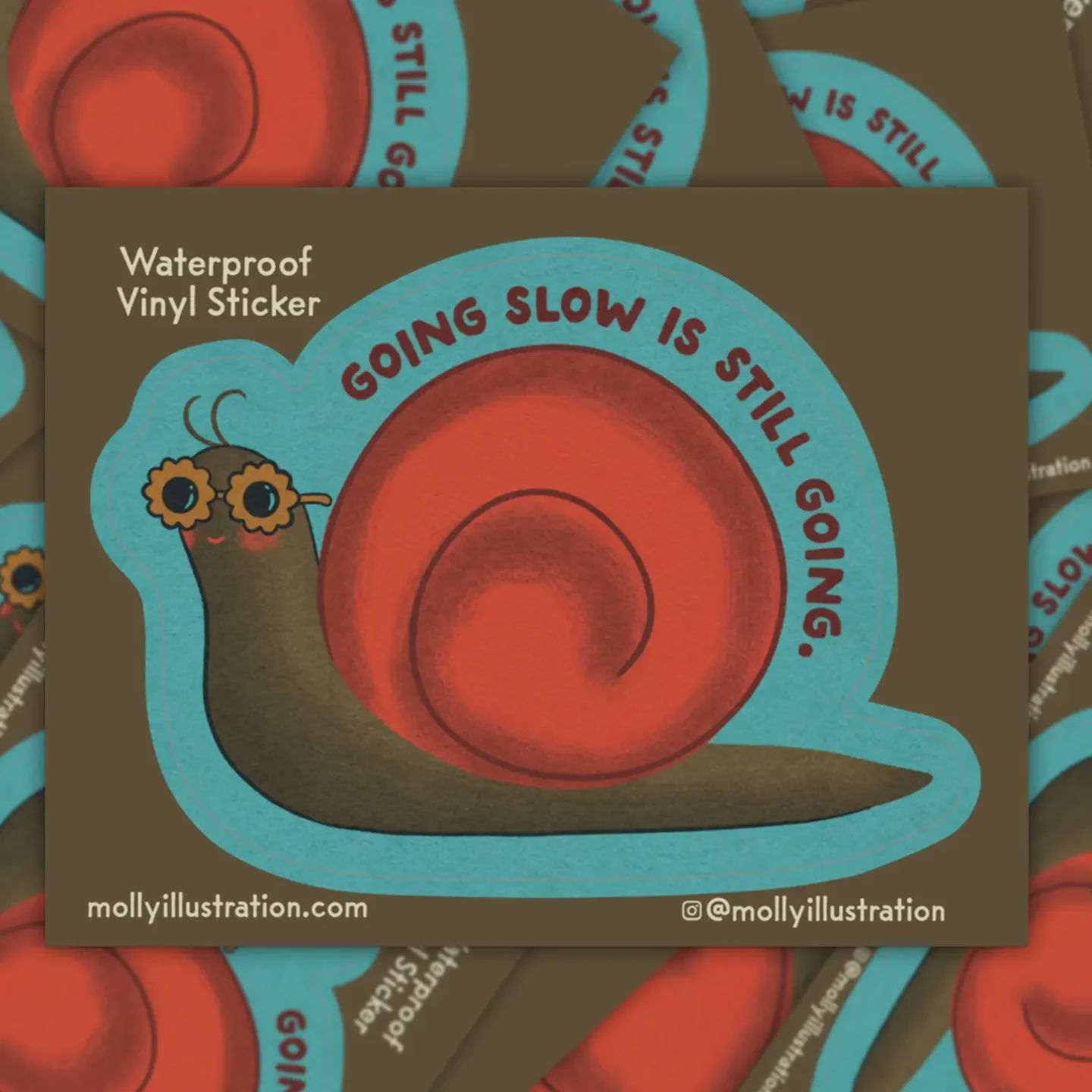 Going Slow Snail Cartoon Waterproof Vinyl Sticker