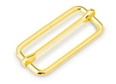 Gold Tri - Glide Rectangle Slide Buckle Strap Adjuster  1-1/2"
