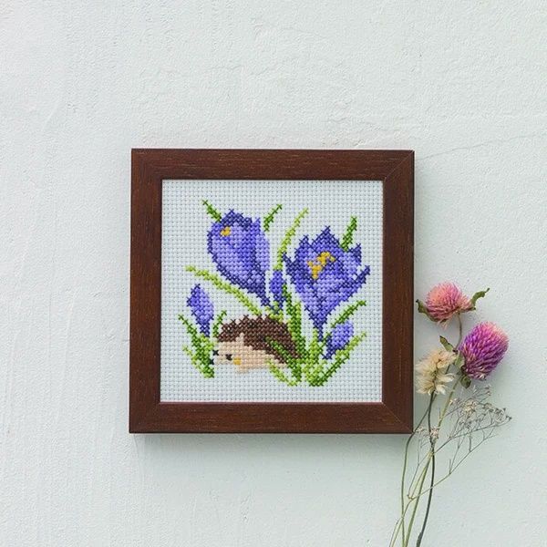 Hedgehog and Flower Cosmo Cross Stitch Kit