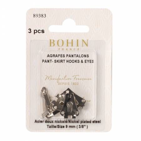 Hooks Hook &amp; Eye Sew on Nickel for Skirts &amp; Pants Bohin