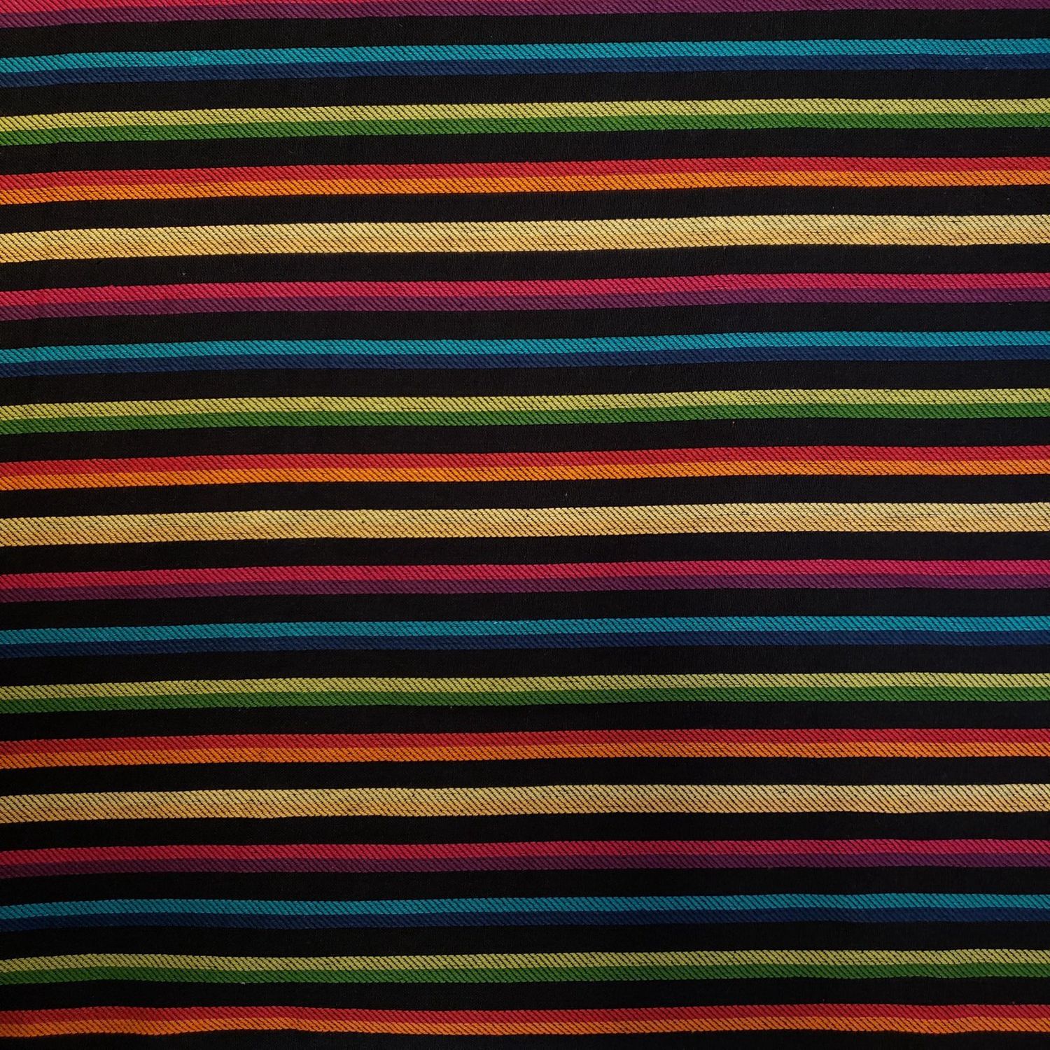 Imported Twill - Black and Multicolored Stripe - Cotton