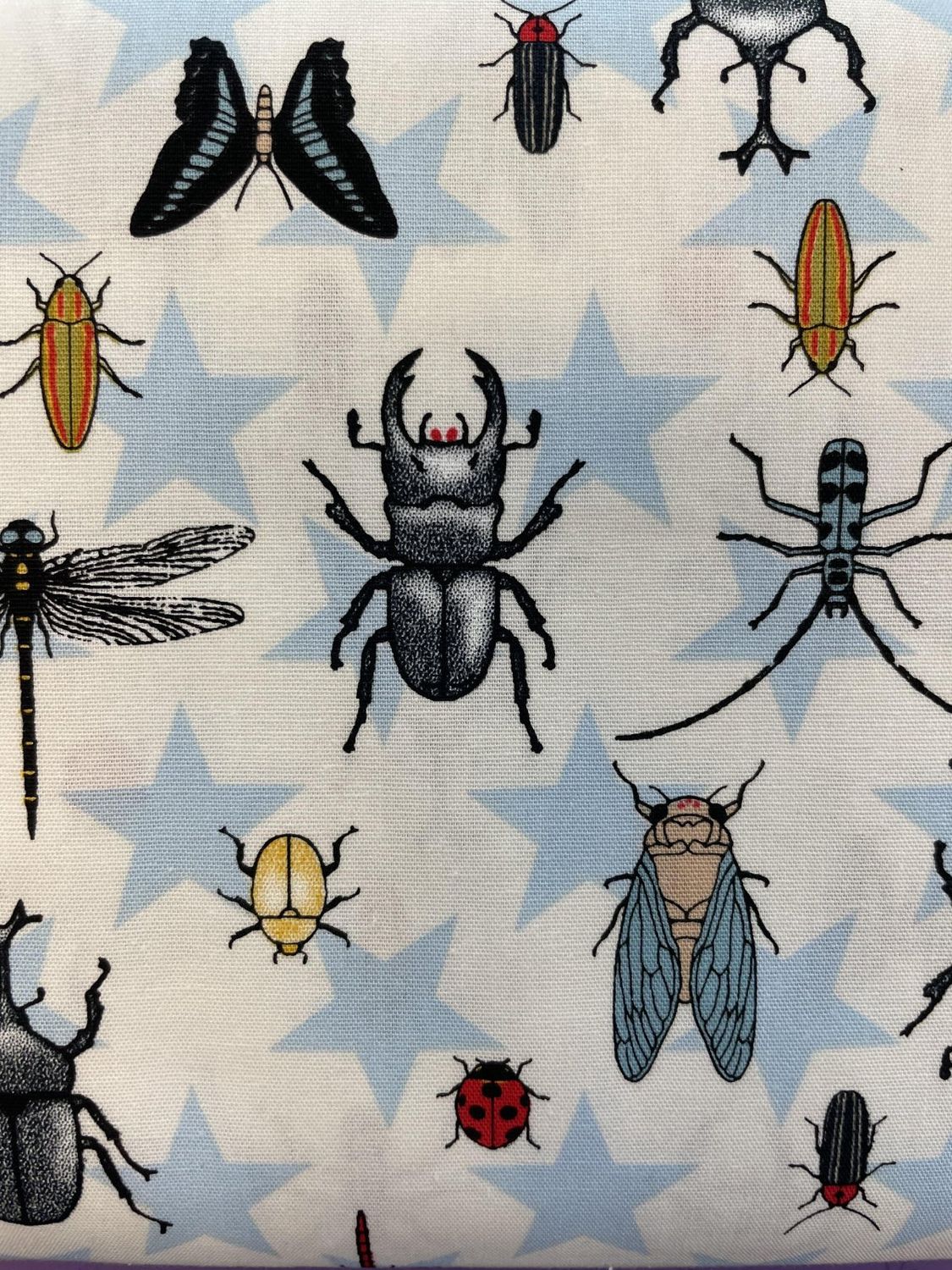 Japanese Bugs on Stars Cotton Sheeting / Ultralight Canvas