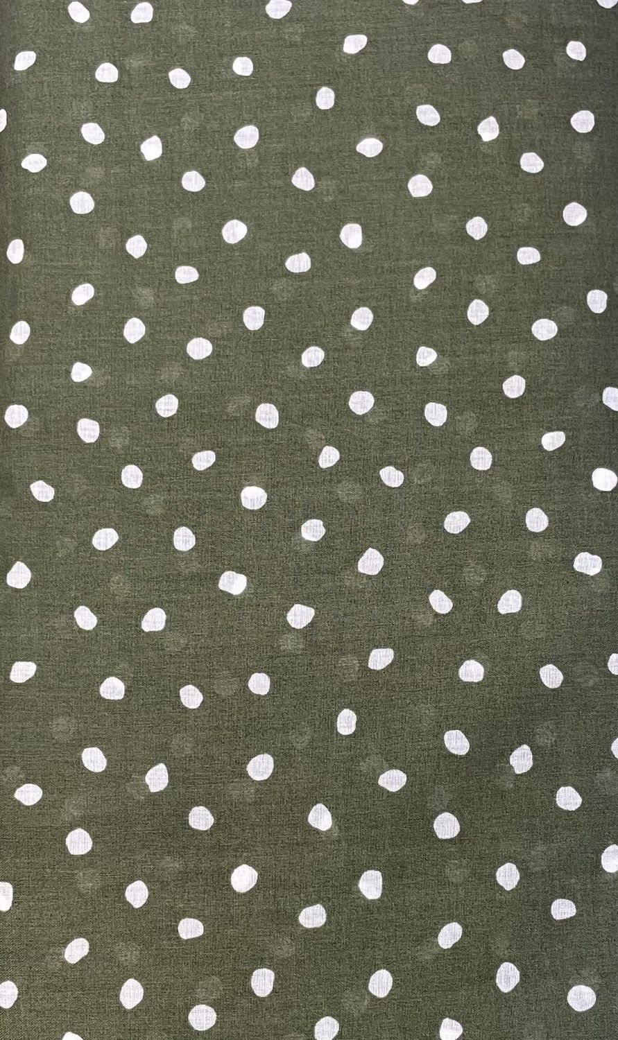 Japanese Cotton Lawn Green and White Dot