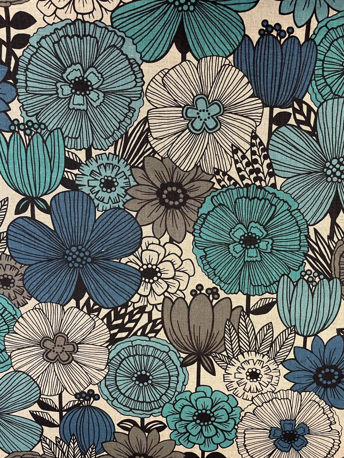 Japanese Printed Canvas Large Blue Floral