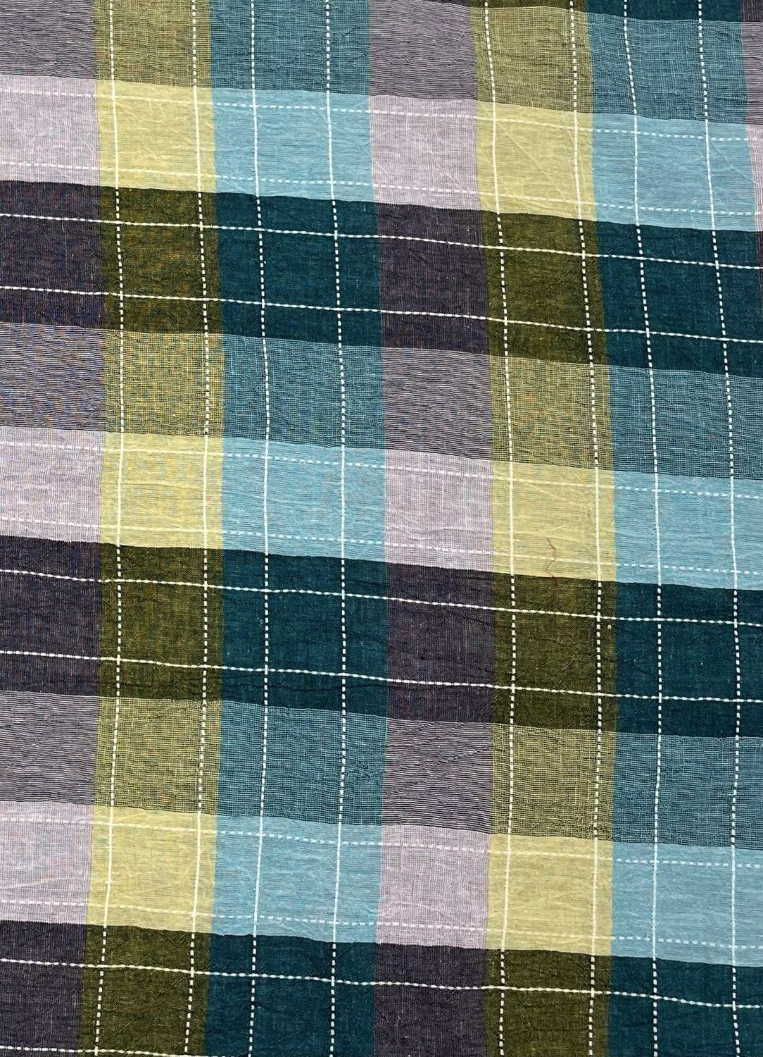 Japanese Yarn Dyed Cotton Linen Bold Check Asaki