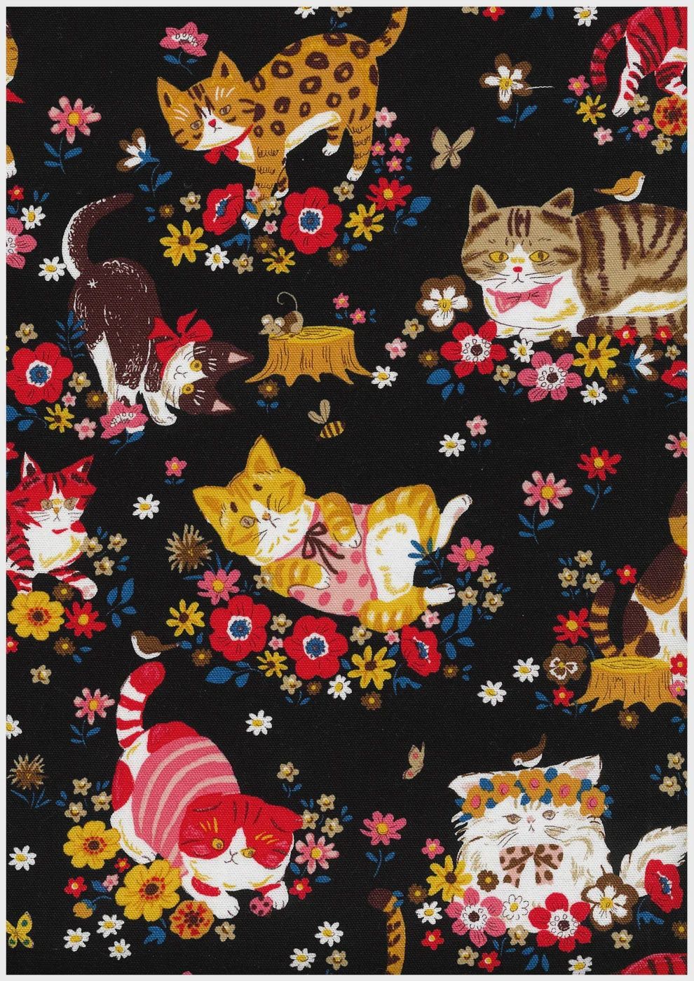 Kokka 'Powerful Animal Cats Garden' Cotton