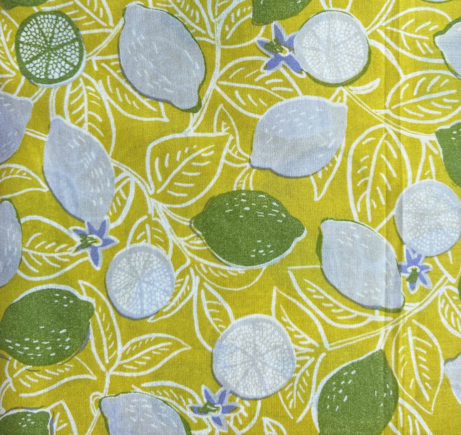 Lemons and Limes Print Yellow Cotton Lawn Hokkoh