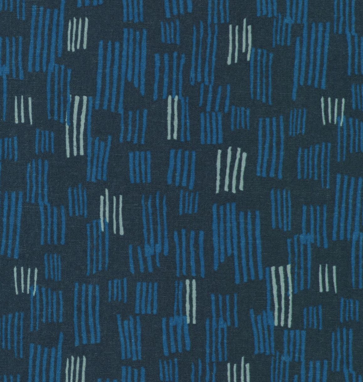 Lines in Blue Orchard Run Cotton Flax Canvas Anna Graham