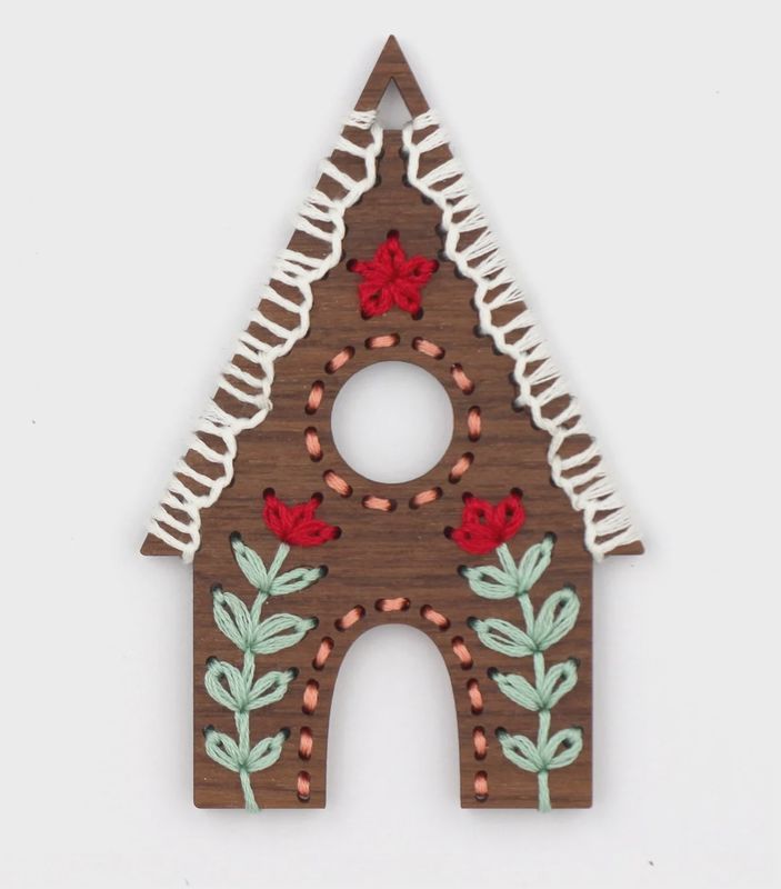 Gingerbread House DIY Stitched Ornament Kit - Kiriki Press
