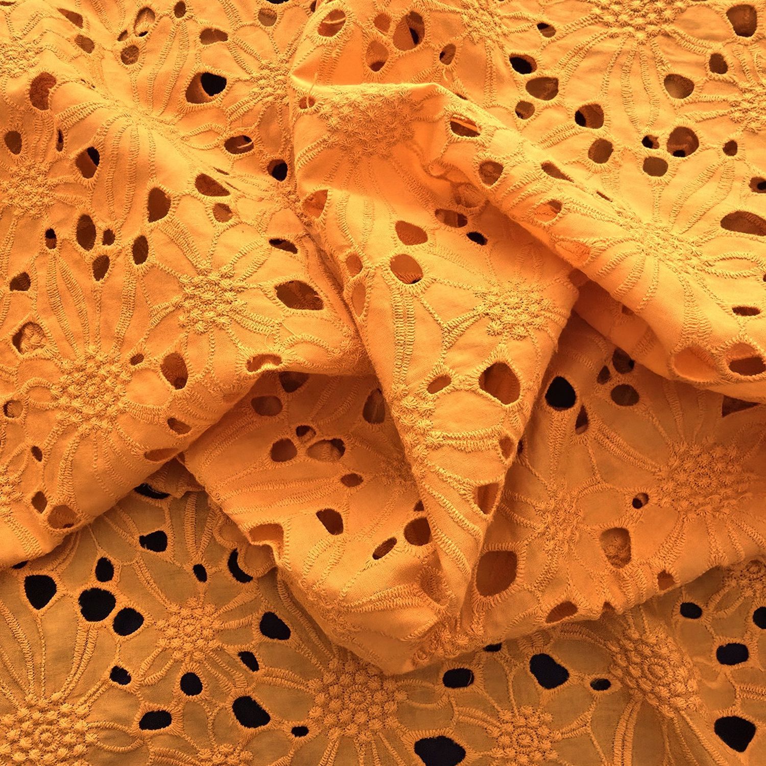 Gold Cotton Eyelet Deadstock Lace Fabric