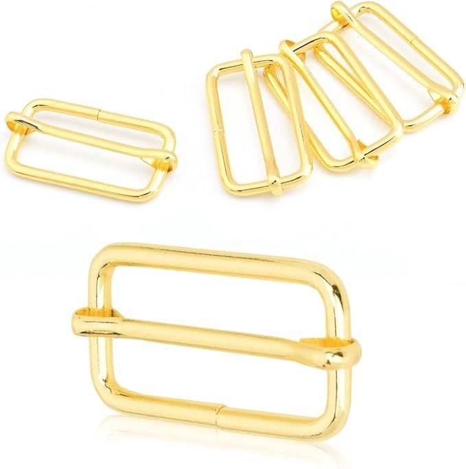 Gold Tri - Glide Rectangle Slide Buckle Strap Adjuster  1-1/4"