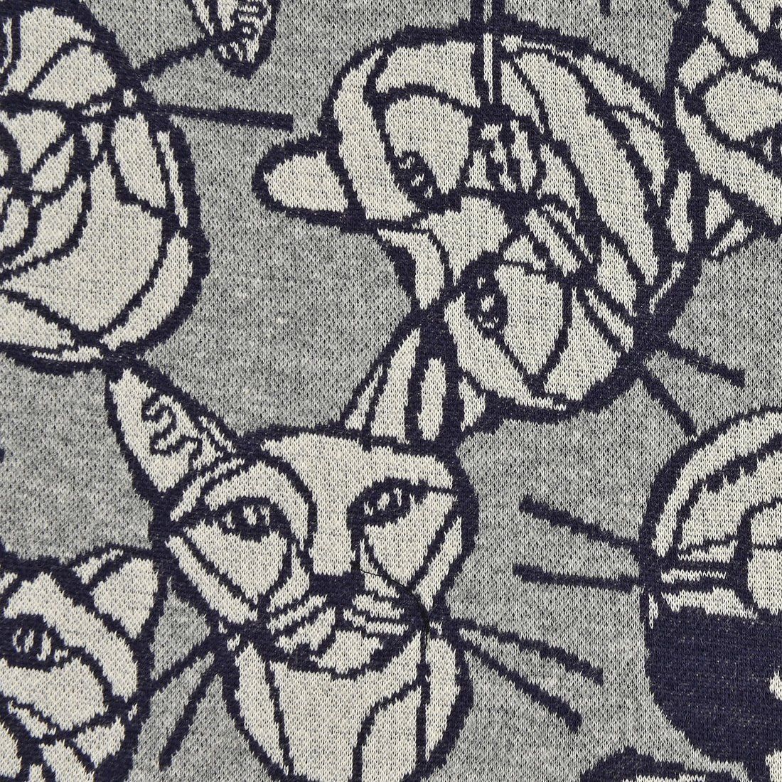 HaYu Knit Cat Faces Jacquard - Blue and Grey