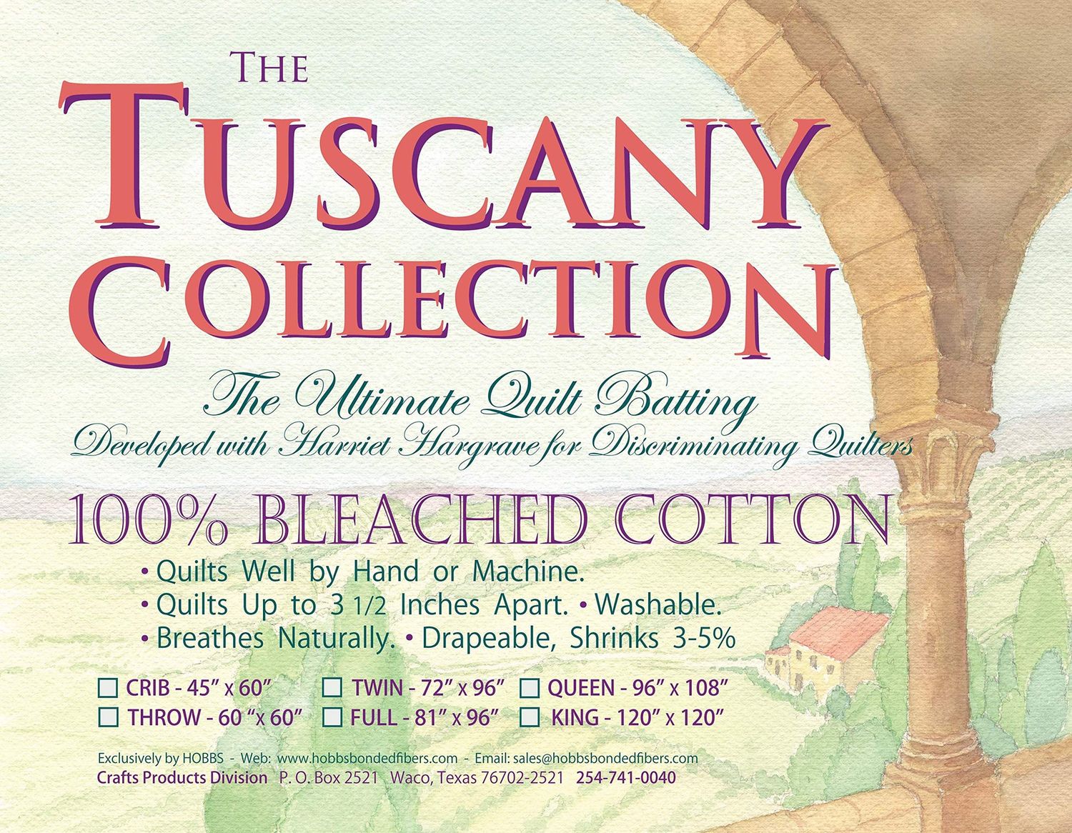 Hobbs Tuscany Cotton Wool Batting 96in