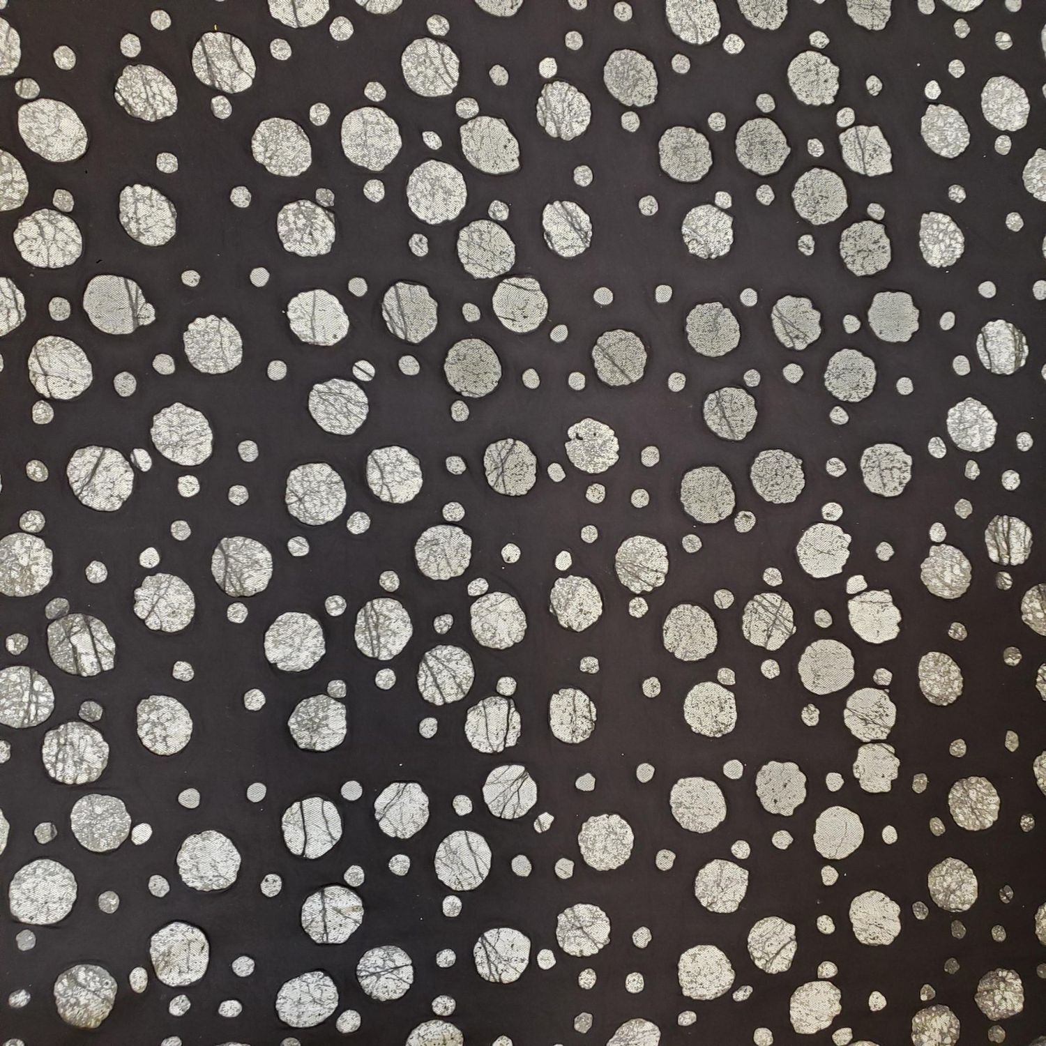 Imported Batik - Grey Large and Small Dots on Black - Cotton