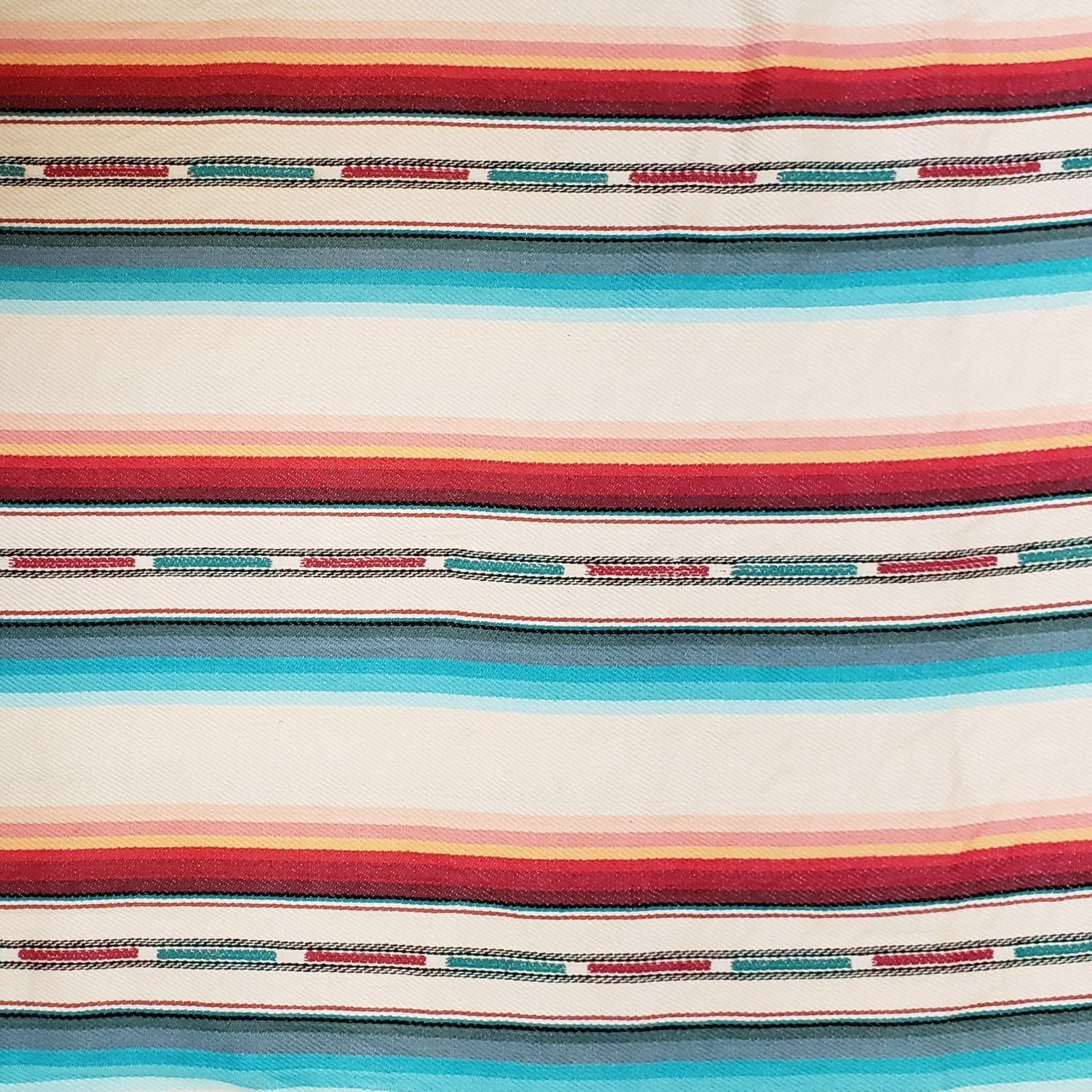 Imported Twill - Blanket Twill - Teal Red White - Cotton