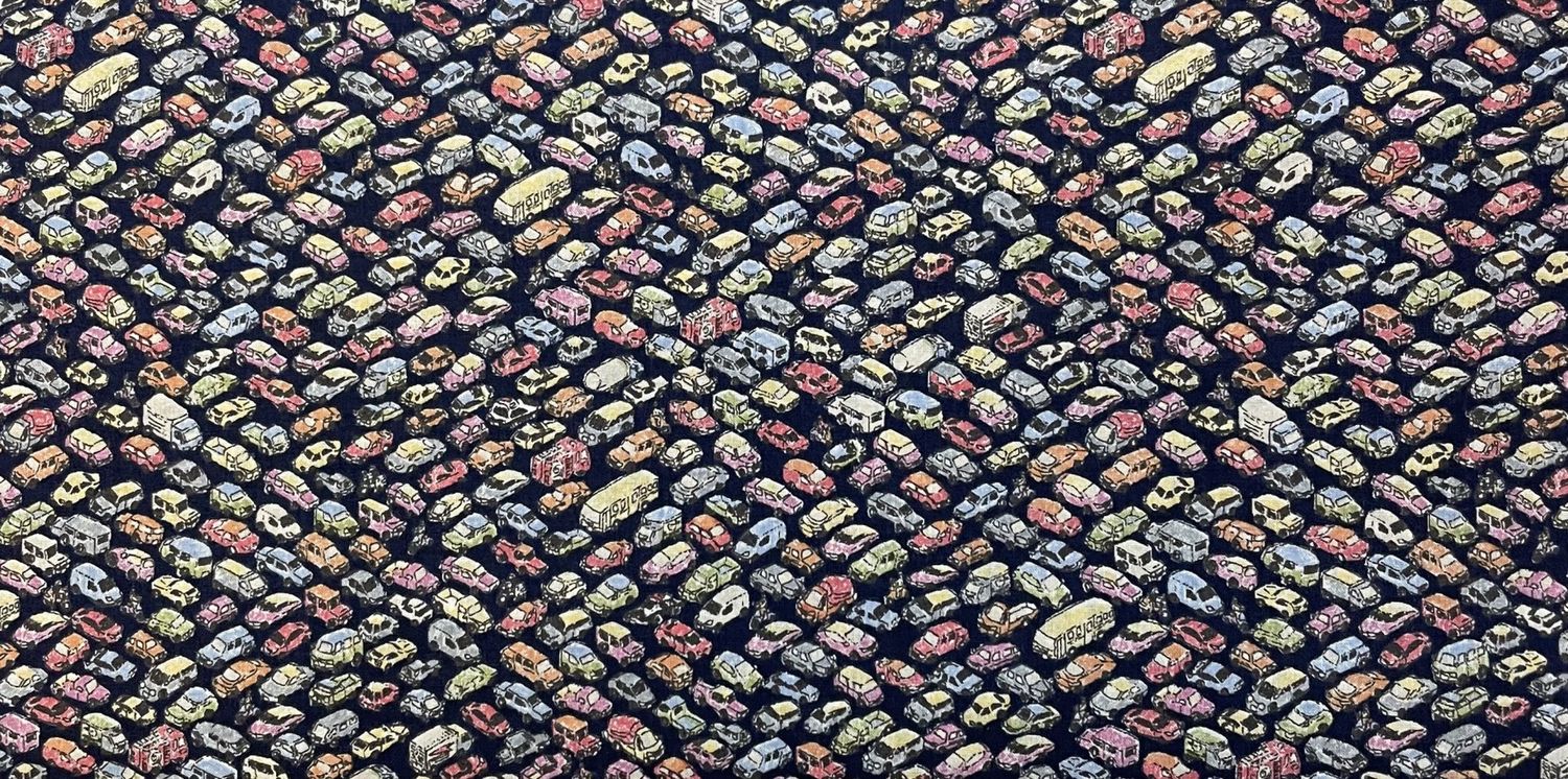 Japanese Imported Cotton Lawn Cars in Chevron Pattern Hokkoh