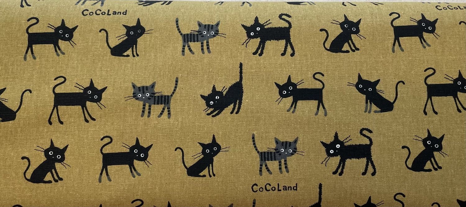 Japanese Imported Cotton Linen Print CoCoLand Cats Hishiei