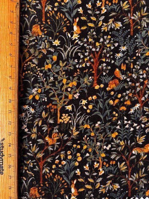 Japanese Imported Fine Wale Corduroy Forest Scene Hokkoh