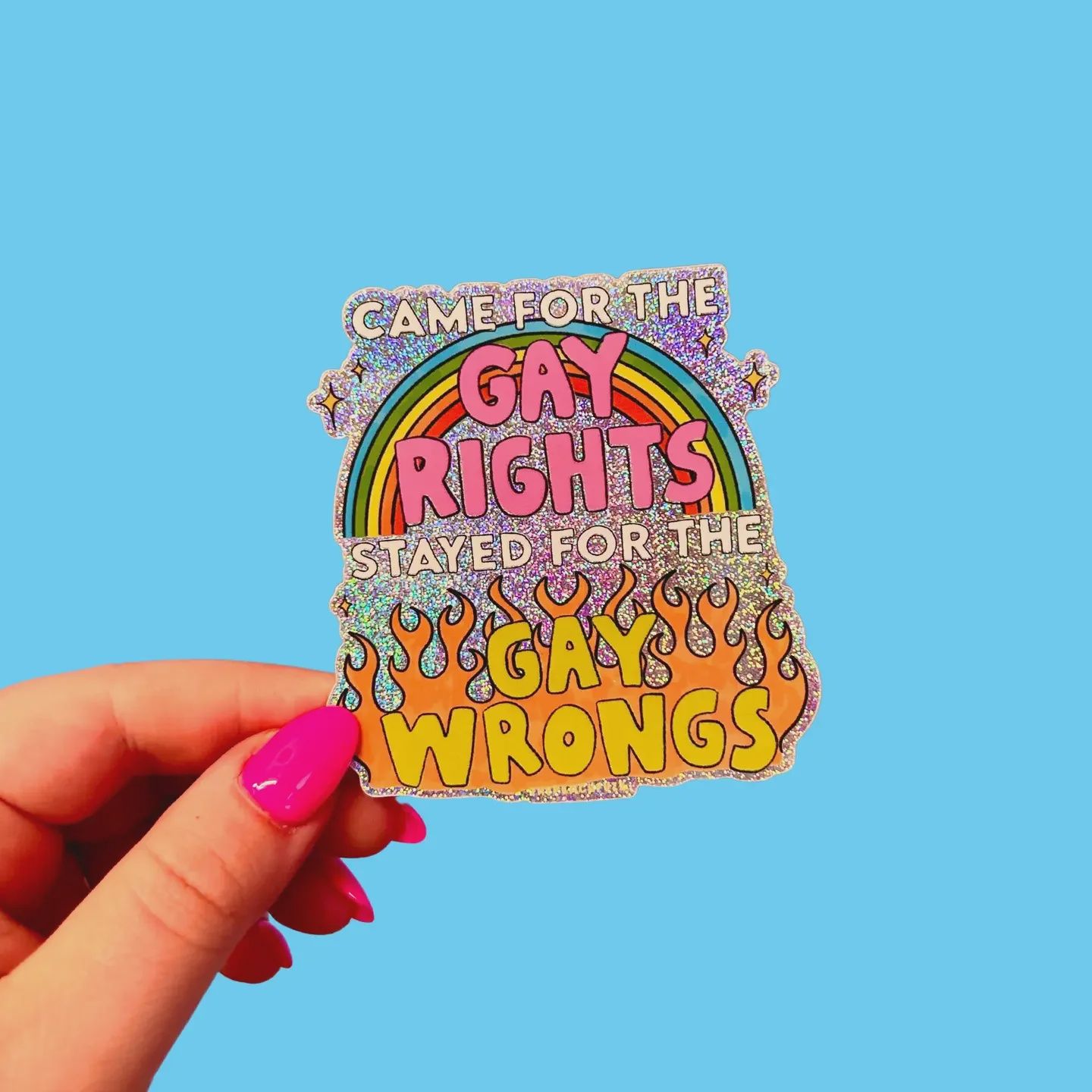 Gay Wrongs Glitter Sticker The Peach Fuzz Co.