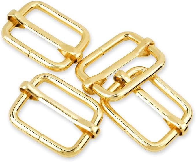 Gold Tri - Glide Rectangle Slide Buckle Strap Adjuster  1"
