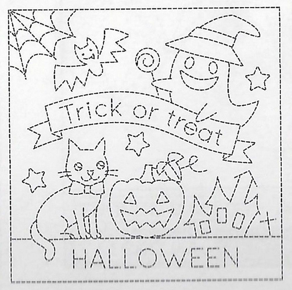 Happy Halloween! Sashiko Embroidery Sampler - White