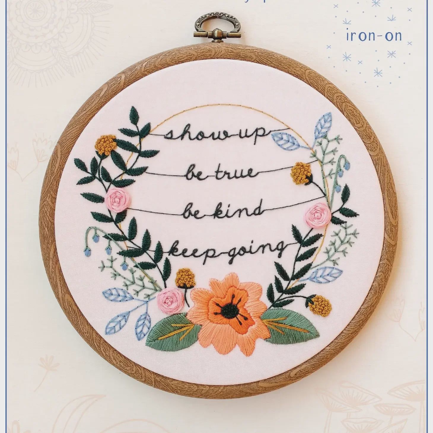 Iron-on Embroidery Pattern - Show Up - cozyblue handmade