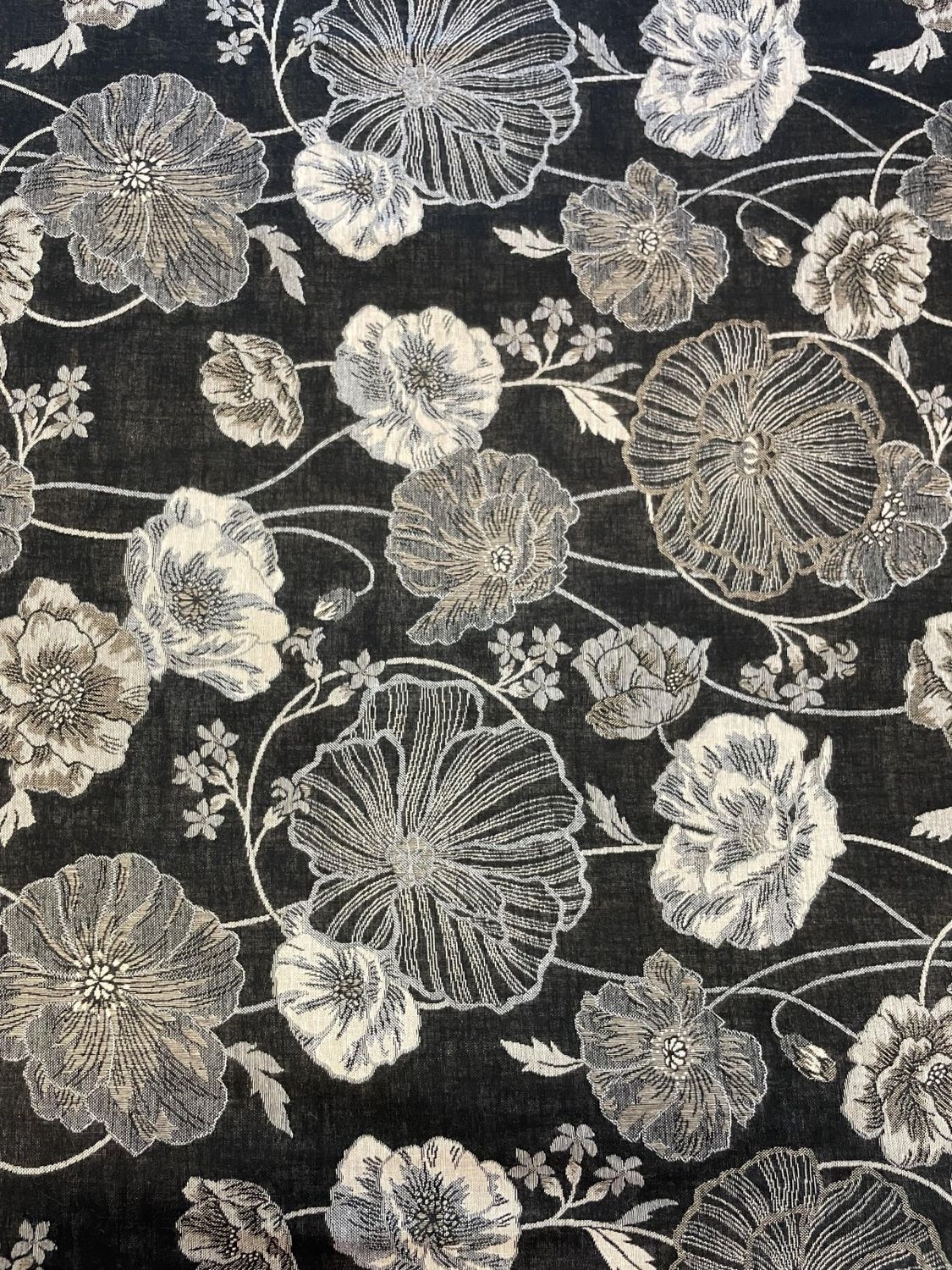 Japanese Imported Cotton Double Gauze Jacquard Poppies Reversible Kobayashi