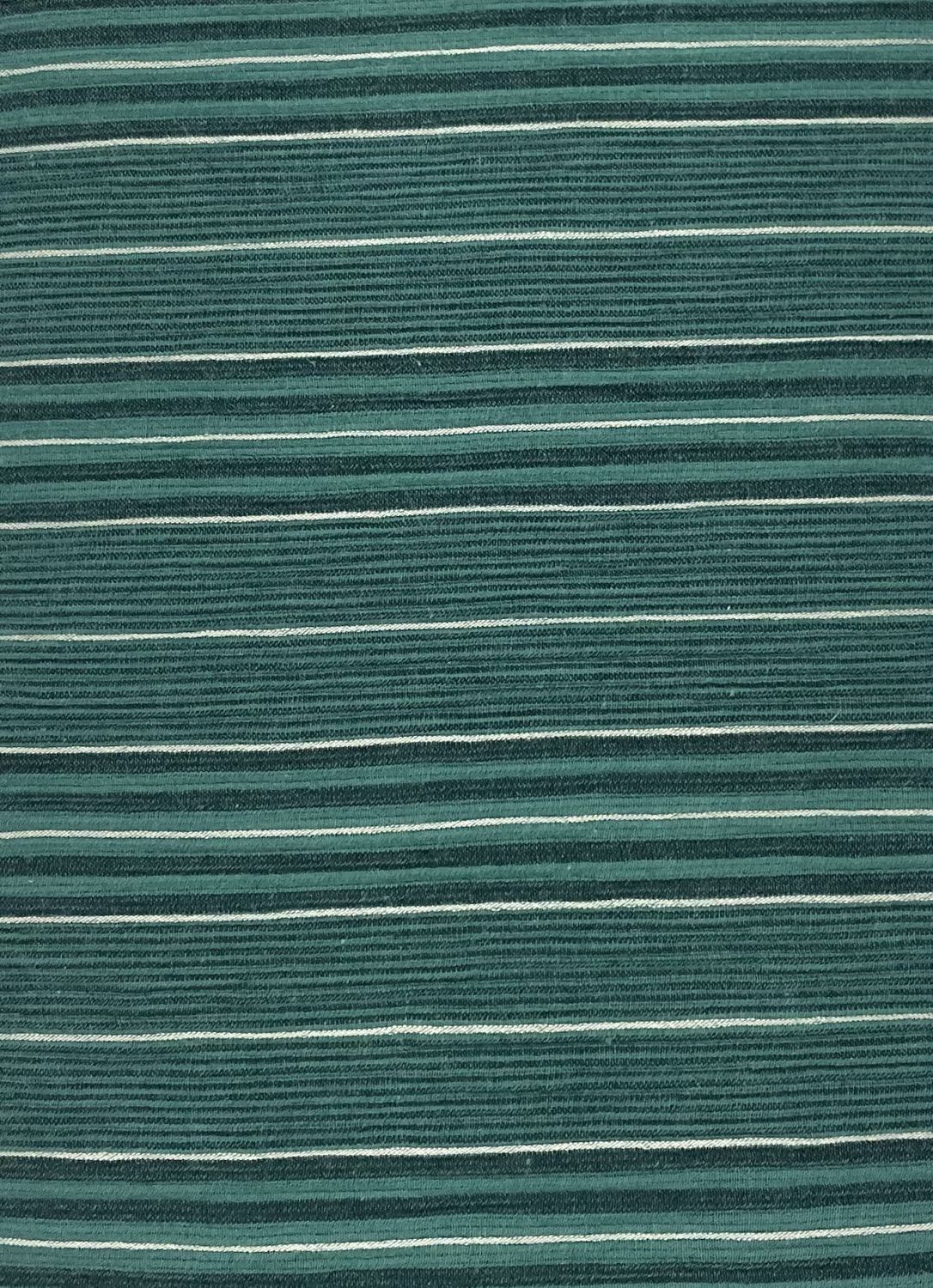 Japanese Yarn Dyed Cotton Poly Blend Green Stripe Asaki