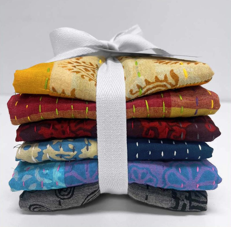 Kantha Fabric Fat Quarter Bundle 6 pcs