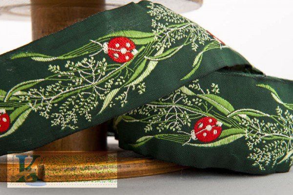 Lady Bug Woven Ribbon by the Meter 1.5" wide C Pauli