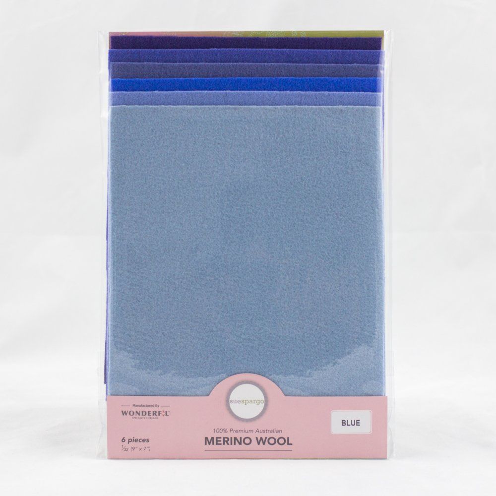Merino Wool Packs  Fat 1/32 9" x 7"  (Assorted Colors) Sue Spargo, Color: Blue 1/32