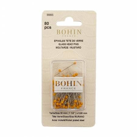 Glass Head Pins 1-1/4" Mustard