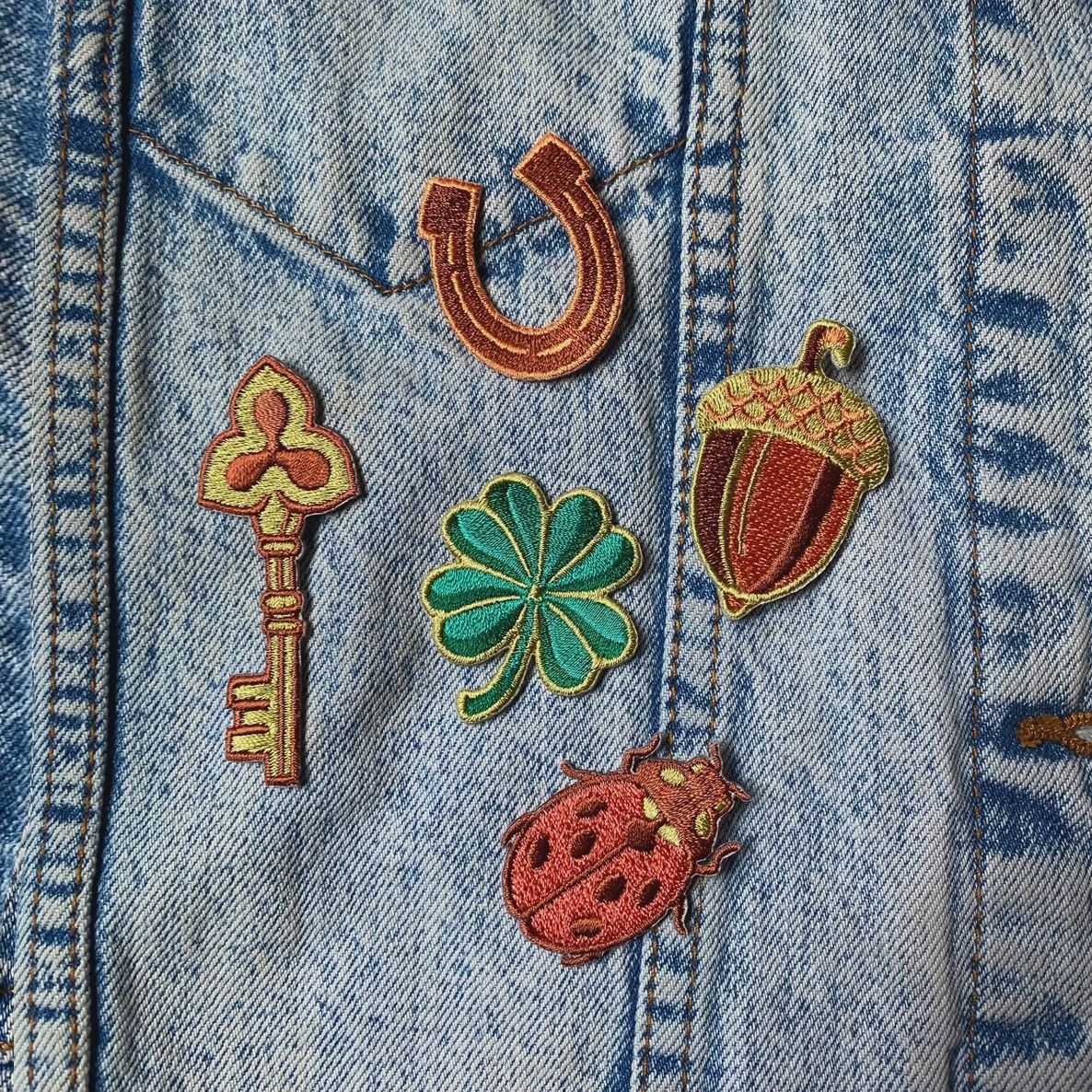 Good Luck Embroidered Patch Set of 5 Kate O'Hara