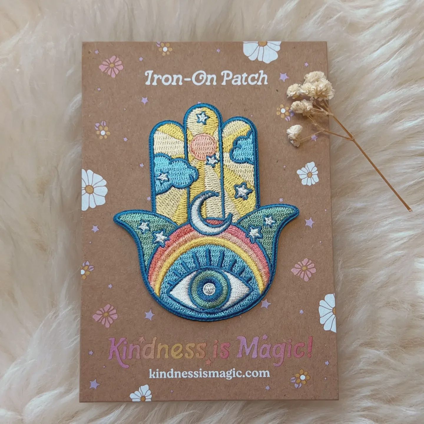 Hamsa Rainbow Embroidered Patch Kindness is Magic