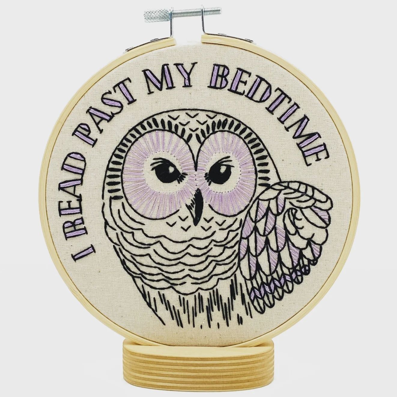 I Read Past My Bedtime Owl Embroidery Kit Hook Line &amp; Tinker