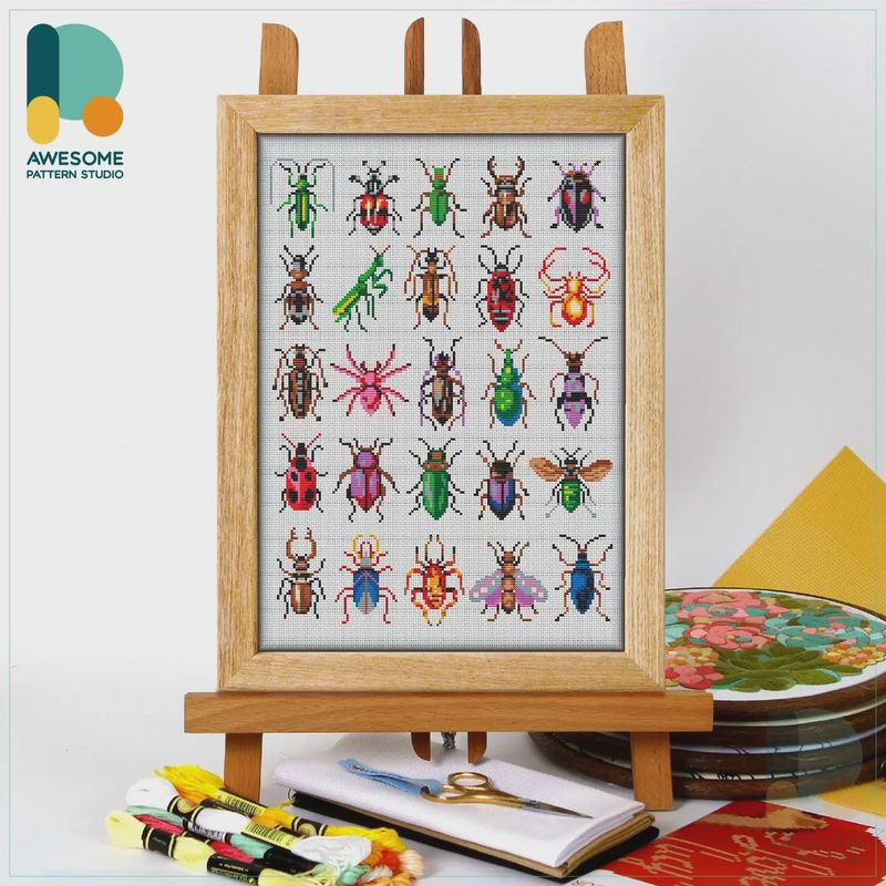 Insects Collection Counted Cross Stitch Kit Awesome Pattern Studio