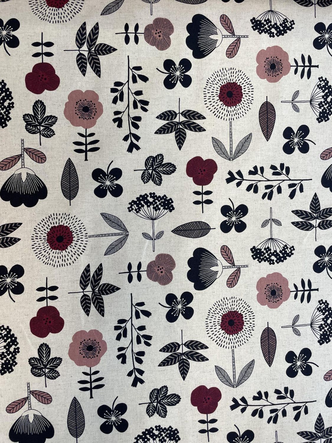 Japanese Cotton Linen Canvas Scandi Flowers Cosmo