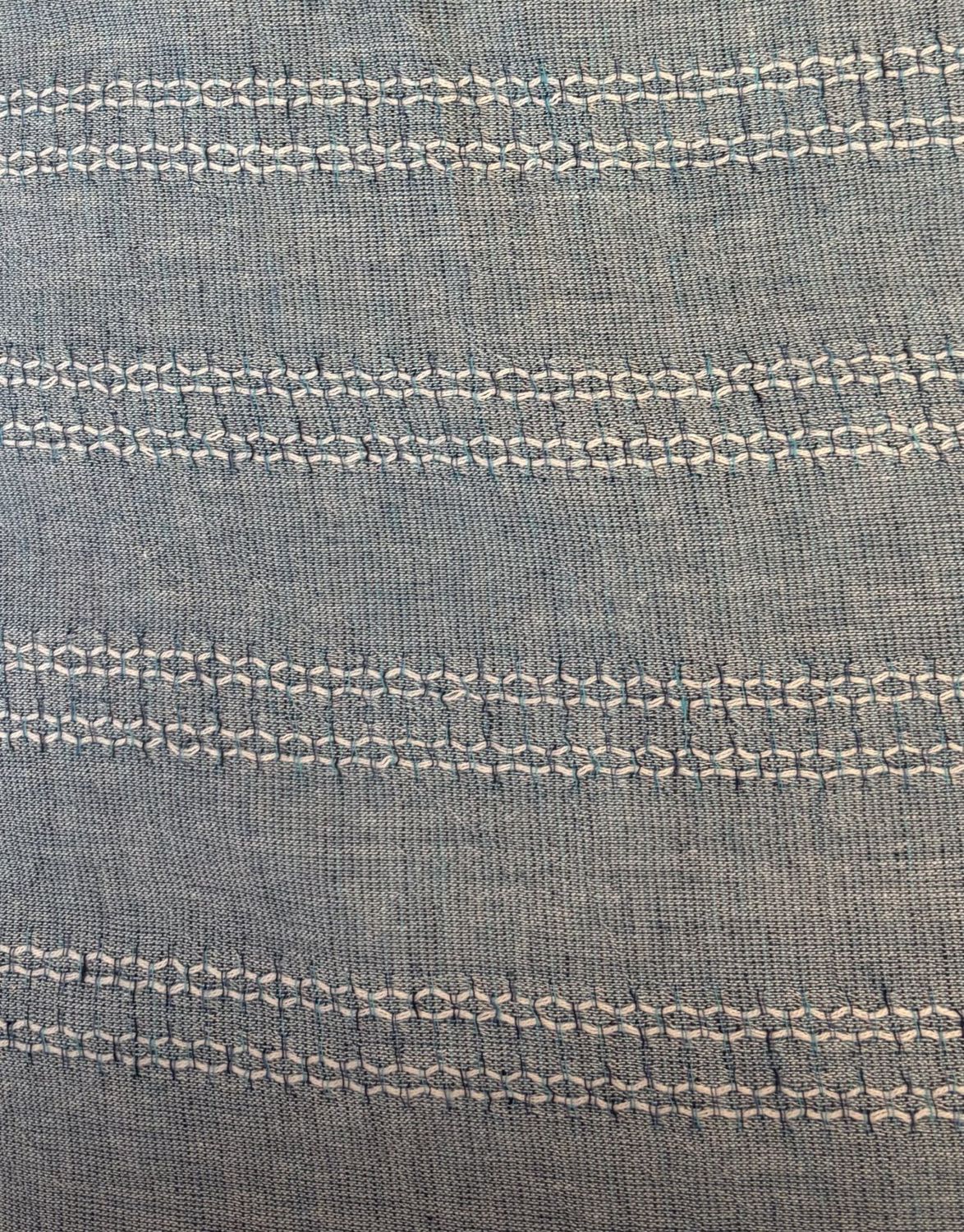 Light Blue and White Dobby Yarn Dyed Cotton Linen Asaki Japanese Import