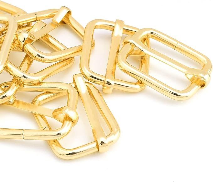 Gold Tri - Glide Rectangle Slide Buckle Strap Adjuster  3/4"