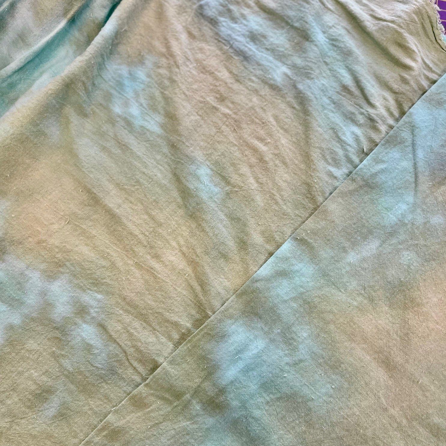 Hand Dyed Hemp Organic Cotton Blend - Light Blues and Greens