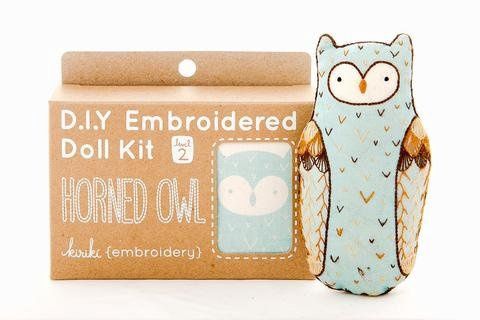 Horned Owl Embroidery Doll-Maker Kit - Kiriki Press