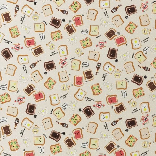 Japanese Imported Kawaii Toast Polyester Twill 1/2 meter piece
