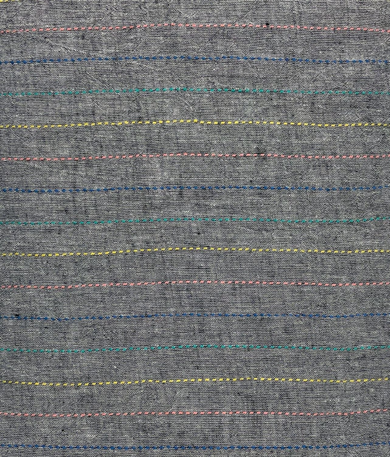 Japanese Yarn Dyed Cotton Linen Multi Color Stripes on Grey Asaki