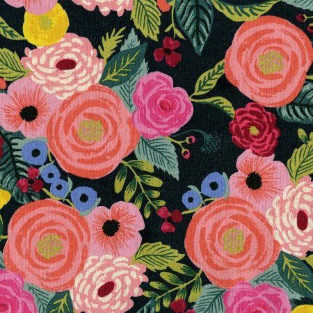 Juliet Rose English Garden Navy Cotton/Linen Canvas Rifle Paper Company