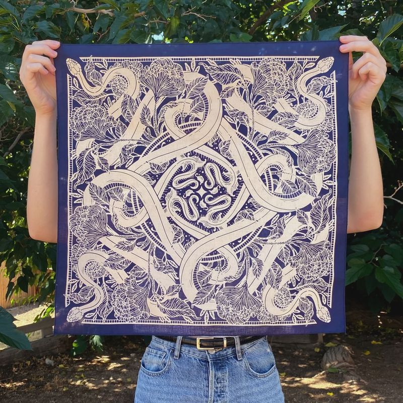 Lapis Floral Snake Bandana - Kate O'Hara