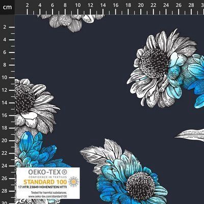 Large Navy Floral Jersey Knit Avalana Stof Fabrics