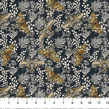 Moth Charcoal Rayon Wabi  Figo Fabrics