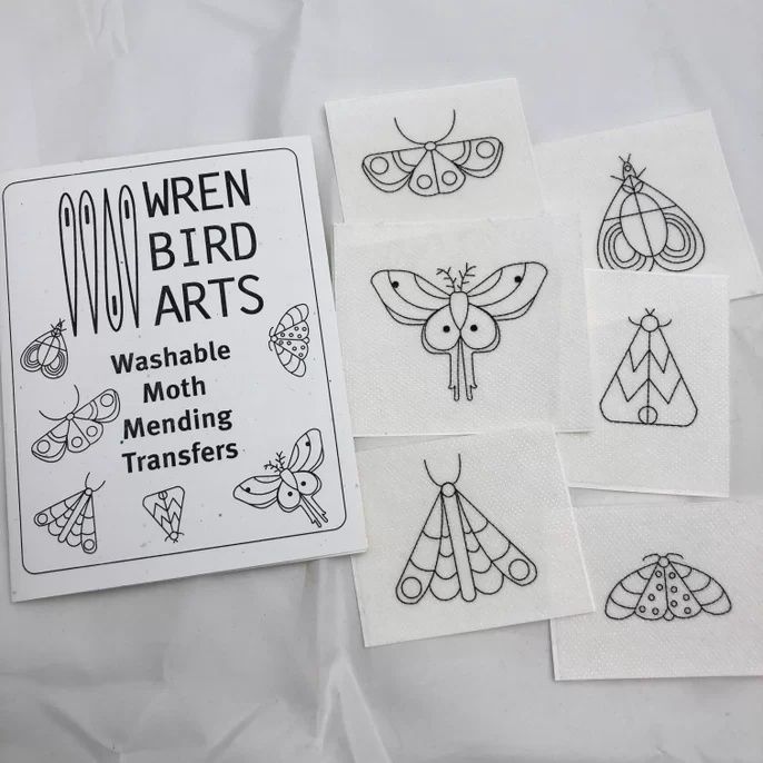 Moths Washable Mending Embroidery Transfers Wren Bird Arts