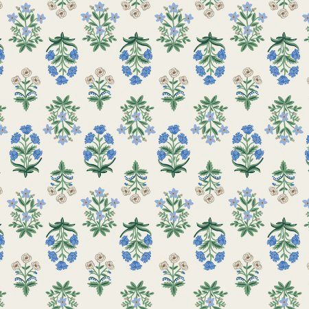 Mughal Rose Blue cotton print from Camont by Rifle Paper